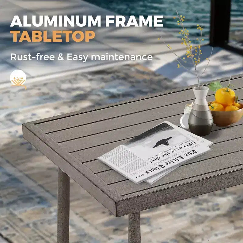 HAPPATIO Patio Outdoor Furniture Set,4 Piece Aluminum Patio Conversation Set with Coffee Table, Swivel Chairs and 3-Seat Sofa for Yard Deck Poolside