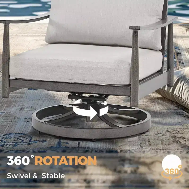 HAPPATIO Patio Outdoor Furniture Set,4 Piece Aluminum Patio Conversation Set with Coffee Table, Swivel Chairs and 3-Seat Sofa for Yard Deck Poolside