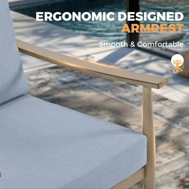 HAPPATIO Patio Outdoor Furniture Set,4 Piece Aluminum Patio Conversation Set with Coffee Table, Swivel Chairs and 3-Seat Sofa for Yard Deck Poolside
