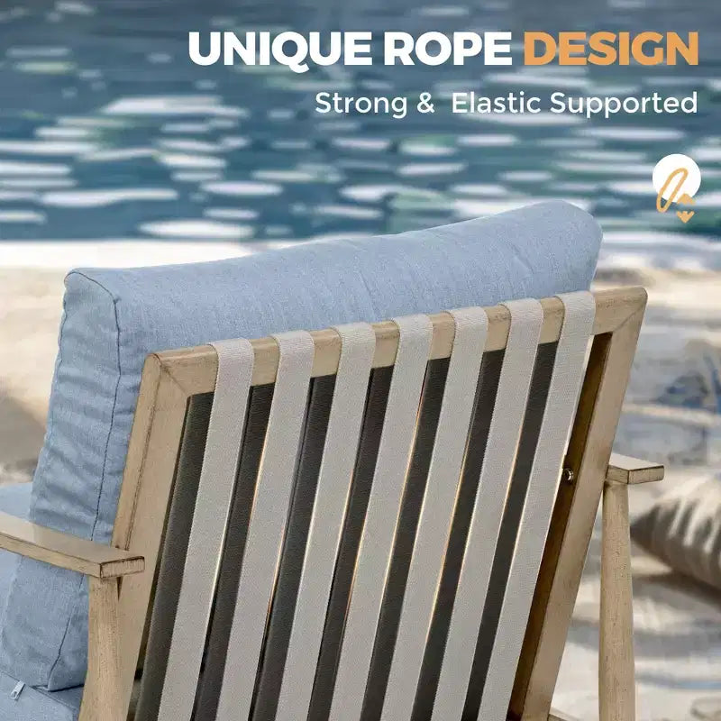 HAPPATIO Patio Outdoor Furniture Set,4 Piece Aluminum Patio Conversation Set with Coffee Table, Swivel Chairs and 3-Seat Sofa for Yard Deck Poolside