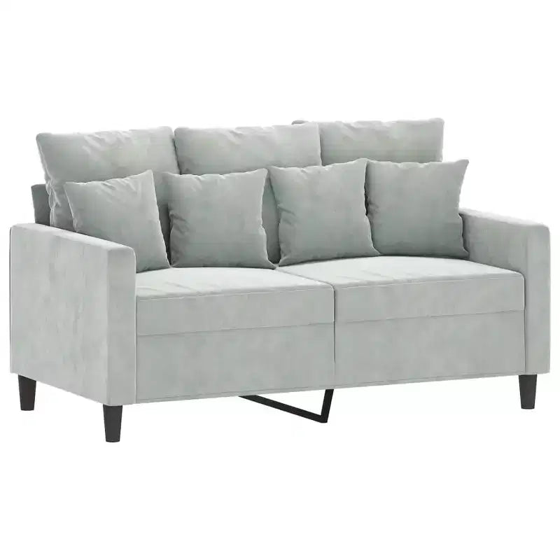 Sofa Set Light Grey Velvet (100% polyester), metal, plywood Medium