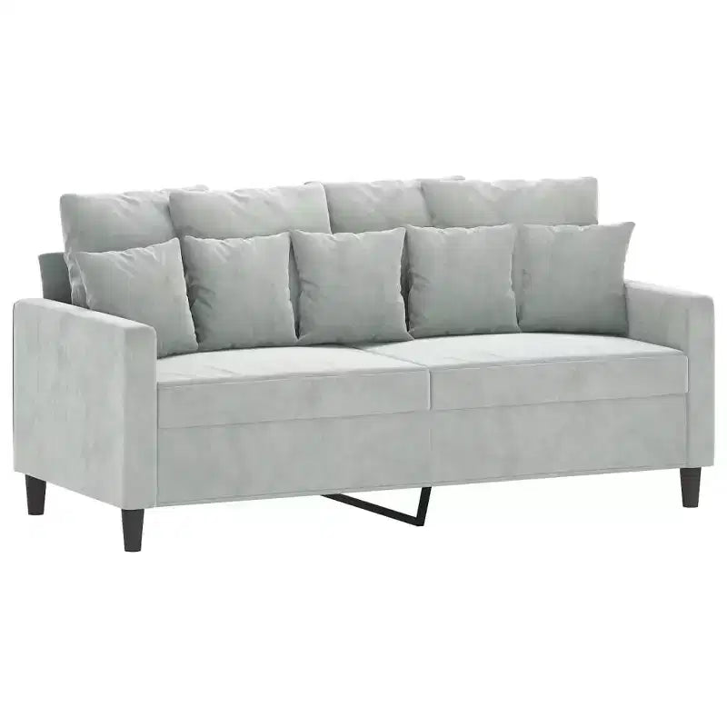 Sofa Set Light Grey Velvet (100% polyester), metal, plywood Medium