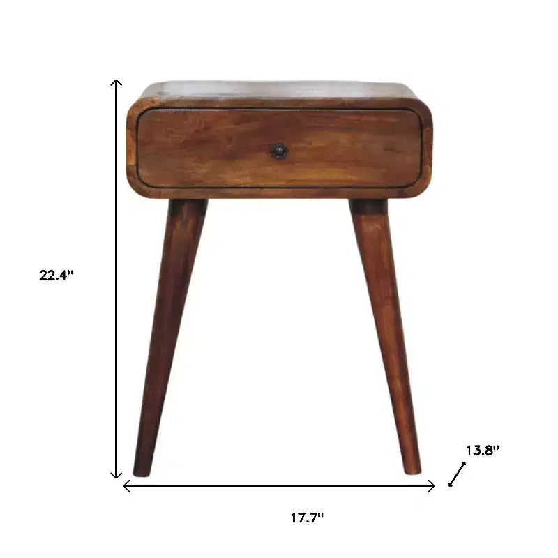 22" Chestnut Solid Mango Wood Nightstand with One Drawer