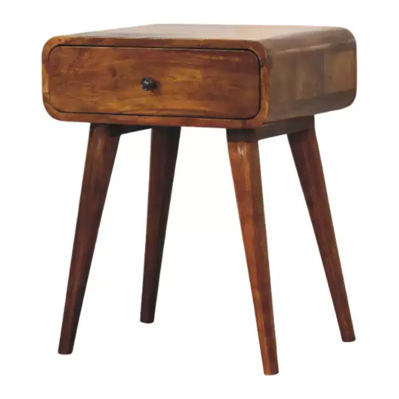 22" Chestnut Solid Mango Wood Nightstand with One Drawer