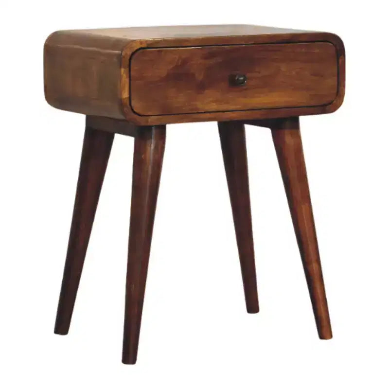 22" Chestnut Solid Mango Wood Nightstand with One Drawer