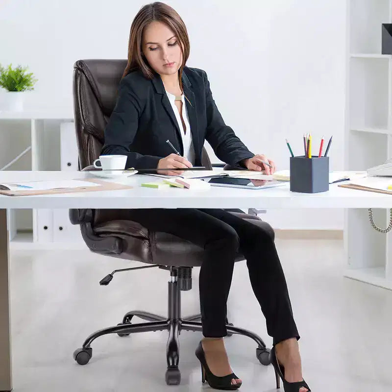 Ergonomic Office Chair with Adjustable Flip-up Armrest, Lumbar Support and Metal Base, Swivel Chair for Home, Office