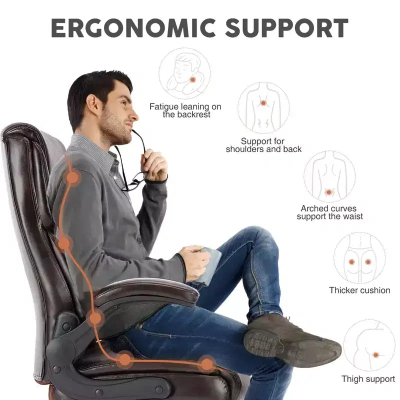 Ergonomic Office Chair with Adjustable Flip-up Armrest, Lumbar Support and Metal Base, Swivel Chair for Home, Office