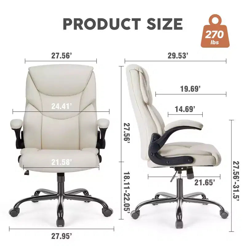 Ergonomic Office Chair with Adjustable Flip-up Armrest, Lumbar Support and Metal Base, Swivel Chair for Home, Office