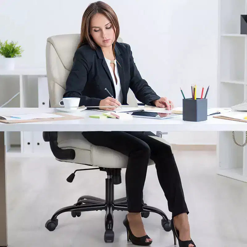 Ergonomic Office Chair with Adjustable Flip-up Armrest, Lumbar Support and Metal Base, Swivel Chair for Home, Office
