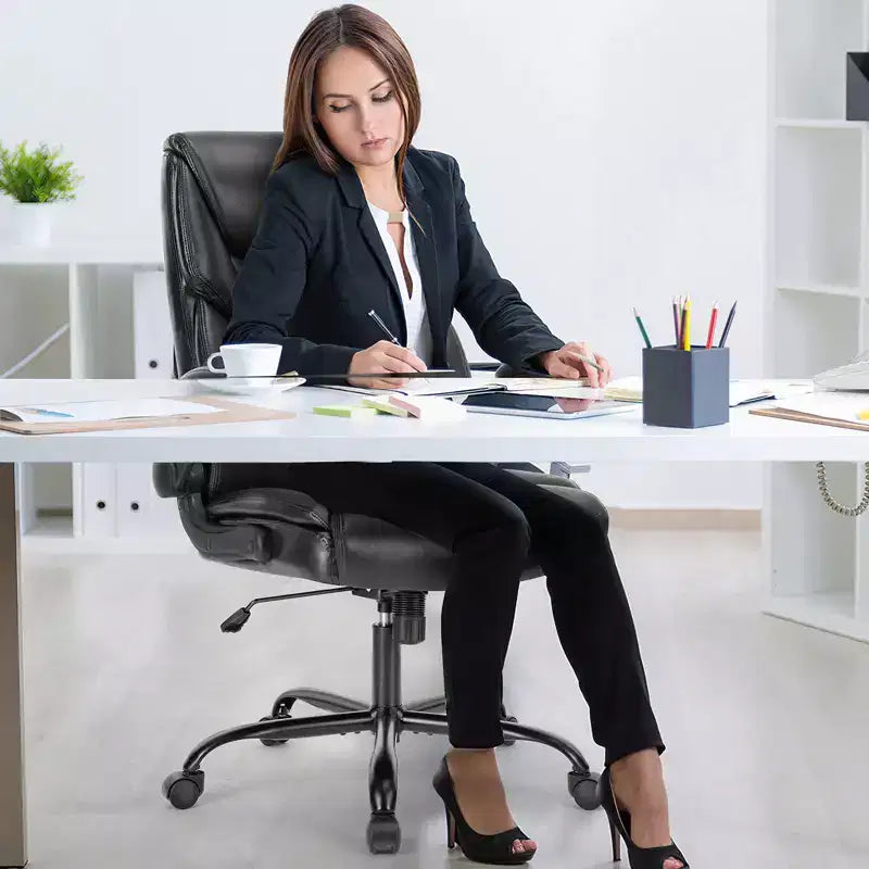 Ergonomic Office Chair with Adjustable Flip-up Armrest, Lumbar Support and Metal Base, Swivel Chair for Home, Office