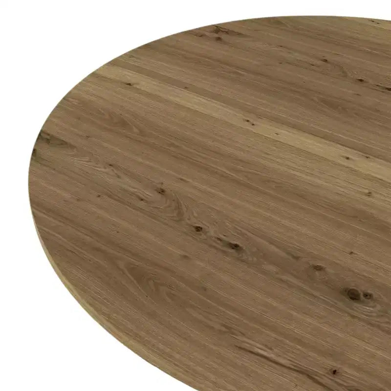 Farmhouse Round Dining Table for 2-4, Modern Wood Kitchen Table with Metal Legs for Dining Room, Living Room, or Office
