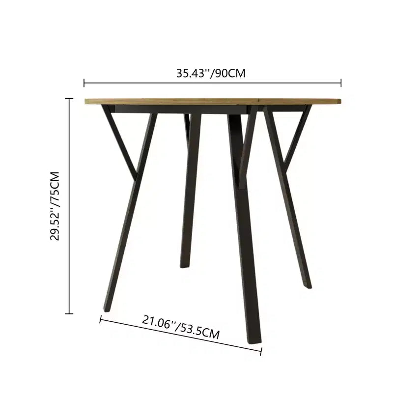 Farmhouse Round Dining Table for 2-4, Modern Wood Kitchen Table with Metal Legs for Dining Room, Living Room, or Office