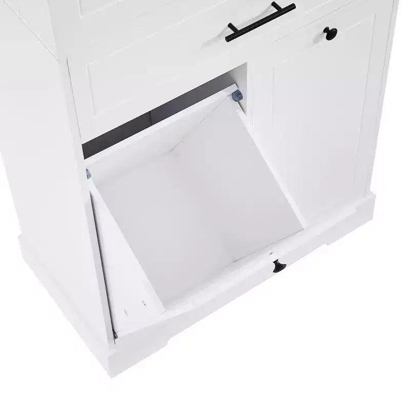 Tall Bathroom Storage Cabinet with Tilt-Out Laundry Hamper and Adjustable Shelf