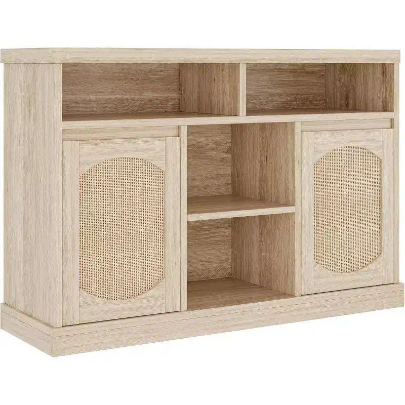2-Door Rattan Decorated Sideboard Buffet Cabinet with Adjustable Shelves