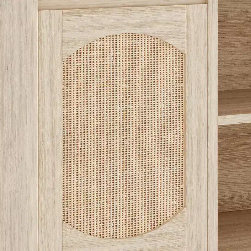2-Door Rattan Decorated Sideboard Buffet Cabinet with Adjustable Shelves