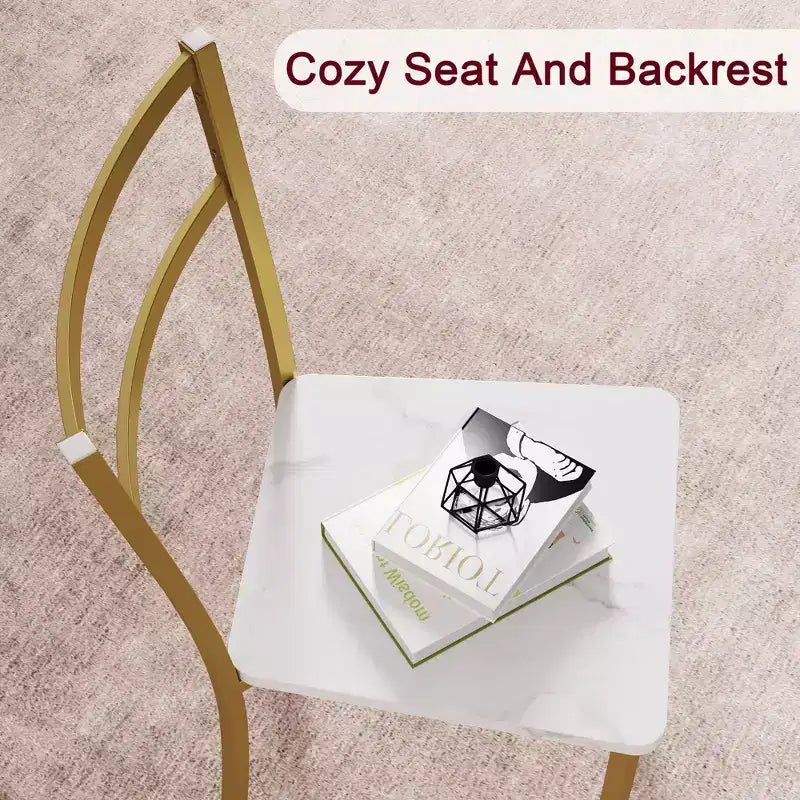 Dining Table Set for 2, Round Wooden Kitchen Table and Chairs, 2 Metal and Wood Chairs, for Small Space, Apartment