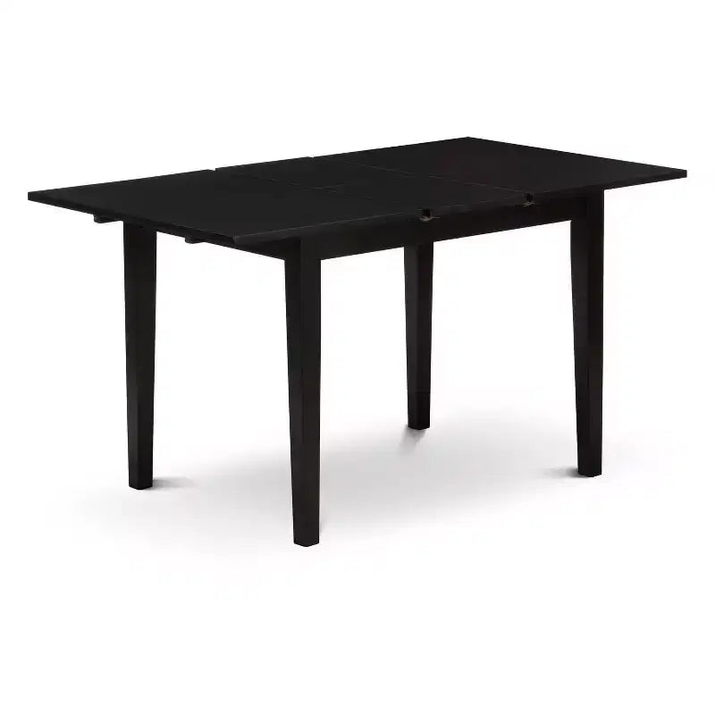HomeStock 5-Pc Black Finish Solid Wood Top - Rectangular Dining Room Set with Butterfly Leaf - Seats 4