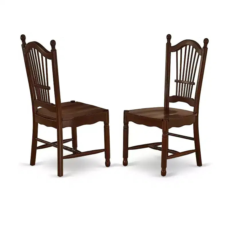 HomeStock 3-Piece Mahogany Finish Square Solid Wood Top Dining Table Set