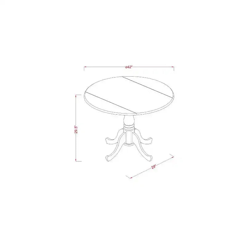 Round Kitchen Table Set 5pc 42 Table w/ Drop Leaves & 4 Parsons Chairs - White PU Leather