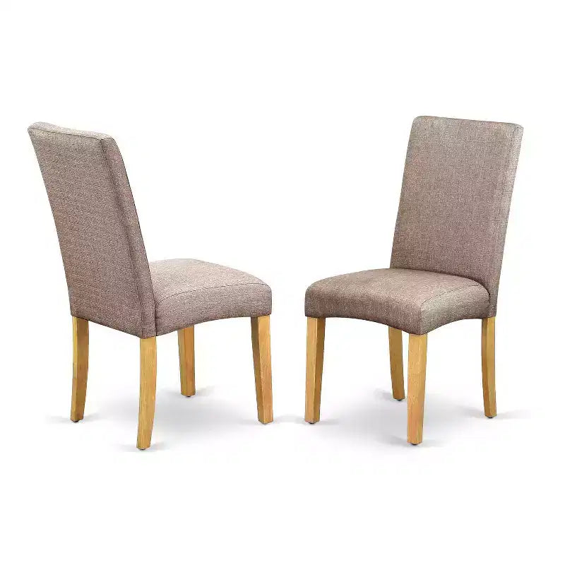 Rectangular Dining Table Set - 3pc Cottage Table & Chairs, Linen Fabric, Dark Khaki Finish