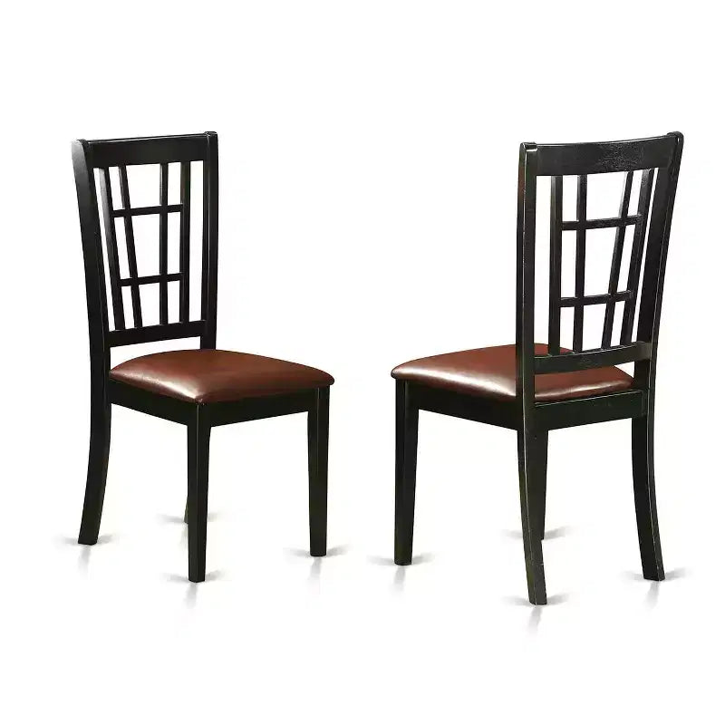 HomeStock 5-Piece Rectangle Black Finish Solid Wood Top Dining Table with 4-Chairs