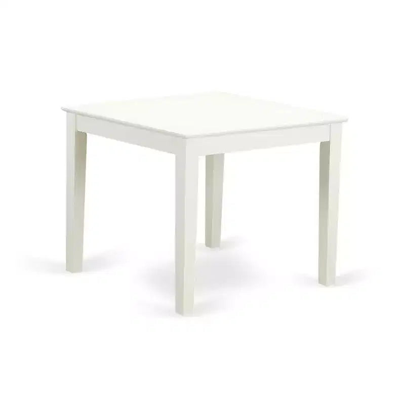 5-Piece Linen White Finish Solid Wood Top - Square Dining Room Set - Seats 4