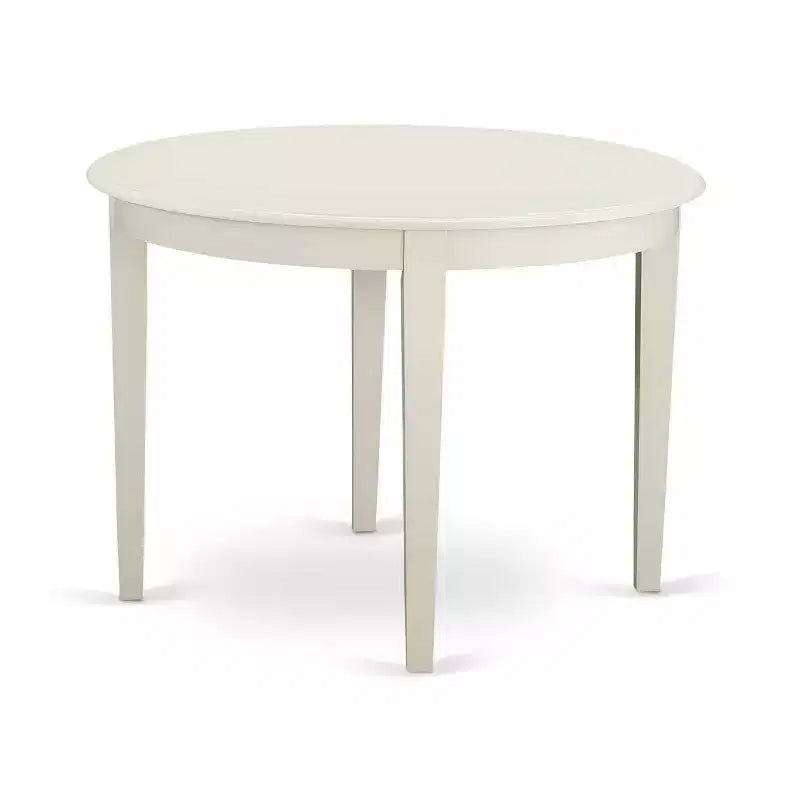 5 Piece Dinette Set - Round Kitchen Table & 4 Dining Chairs - 42 Inch - Linen White