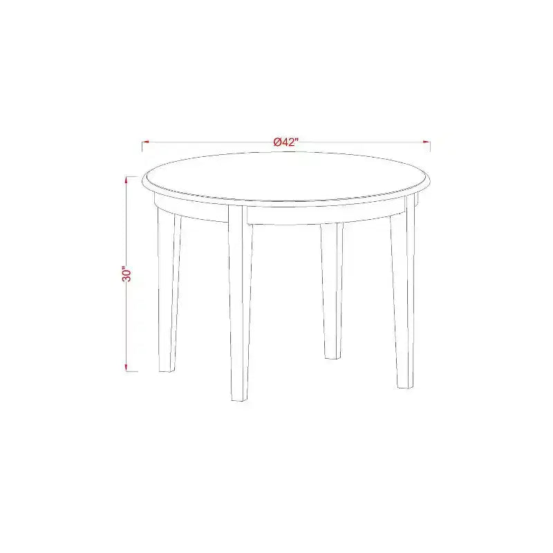 5 Piece Dinette Set - Round Kitchen Table & 4 Dining Chairs - 42 Inch - Linen White
