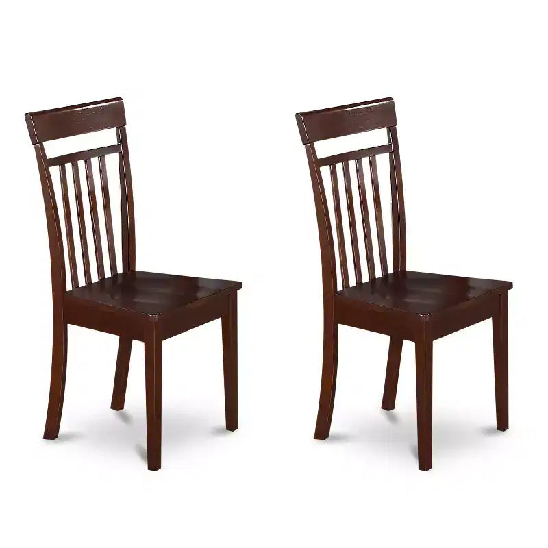 HomeStock 7-delad rektangulär matgrupp i mahognyfinish med matbord med massiv träskiva och 6 matstolar med ribbad rygg, plats för 6 personer