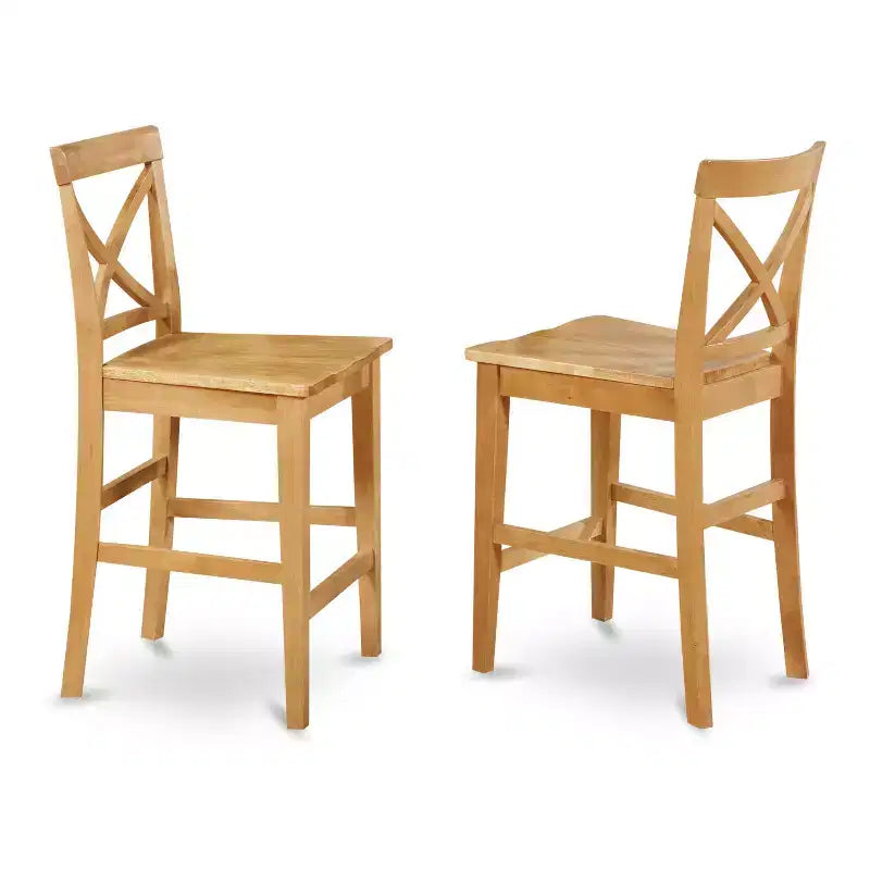 Counter Height Dining Set - Pub Table & Bar Stools - Modern Kitchen Set - Oak Finish