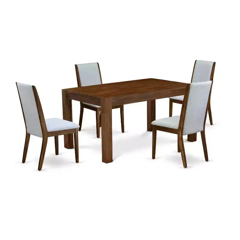 5-Piece Multi-Color Solid Wood Top - Rectangular Dining Room Set - Seats 4