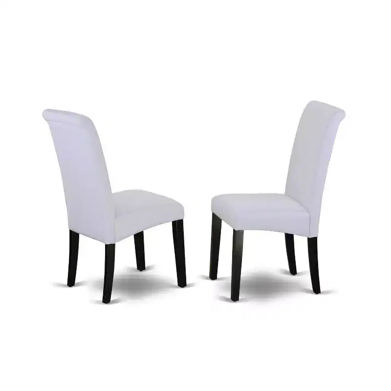 Coastal Kitchen Table Set 5 Piece - Linen Gray Fabric Parsons Chairs - Modern Dining Room Furniture