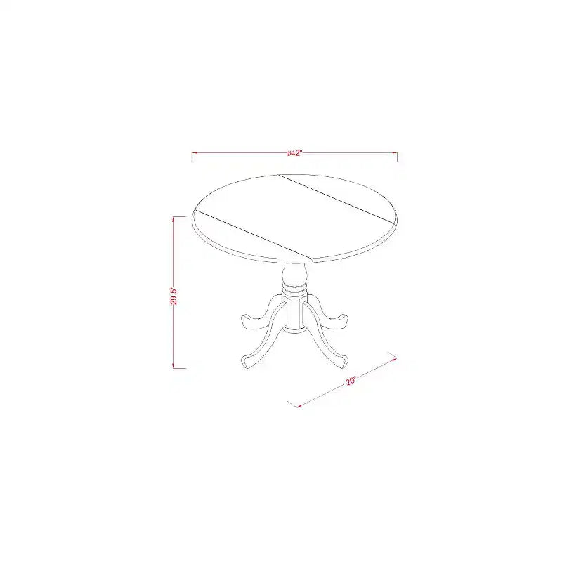 Round Dining Table Set - 3 Piece Kitchen Dinette with Chairs, Saddle Brown, 42 Inch