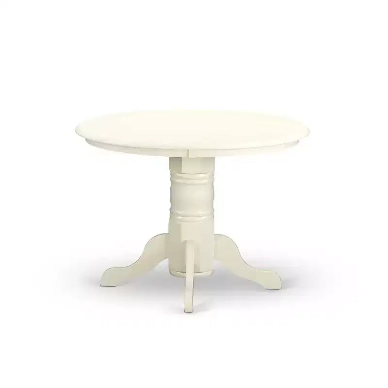 HomeStock 5-Piece Buttermilk & Cherry Finish Solid Wood Top Dining Table with 4 Parson Chair