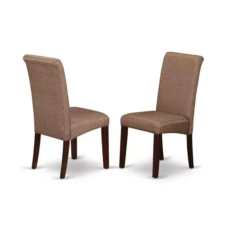 Round Dining Table Set 5pc Linen Brown Chairs Rustic Kitchen Table