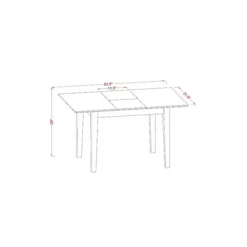 Modern Dinette Set - 5 Piece Rectangle Table & 4 Chairs - 42/53.5 Table with Leaf - Stylish Dining