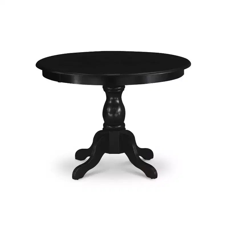 HomeStock 5-Pc Wire Brushed Black Finish Solid Wood Top Dining table with 4 Chairs