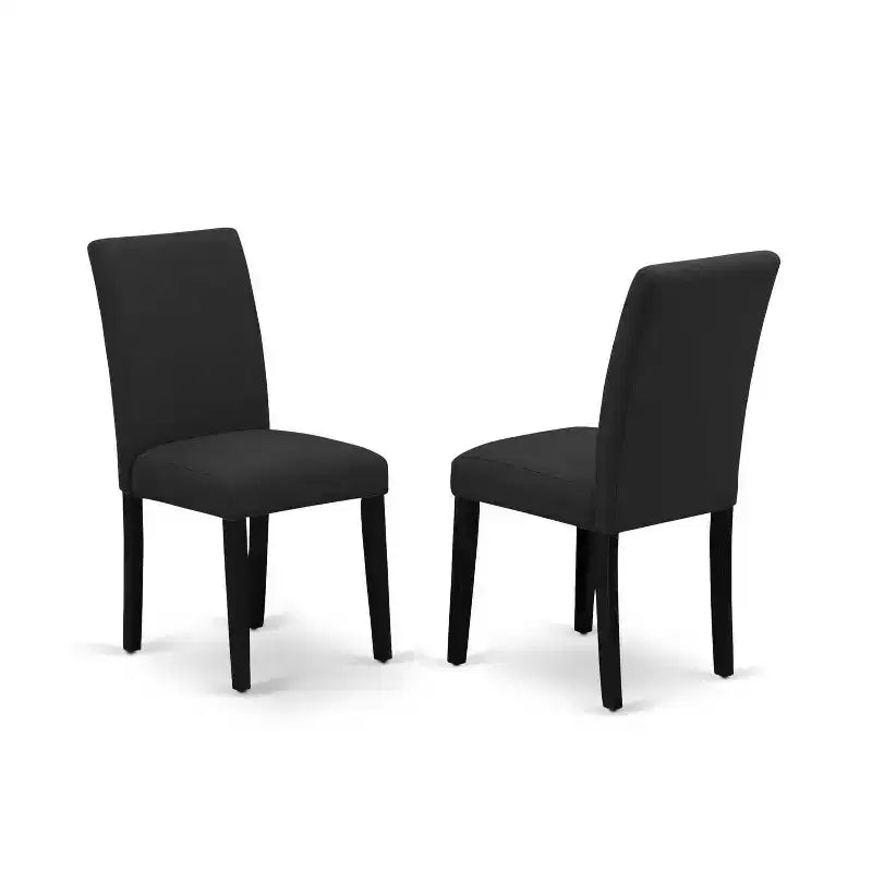 HomeStock 5-Pc Wire Brushed Black Finish Solid Wood Top Dining table with 4 Chairs