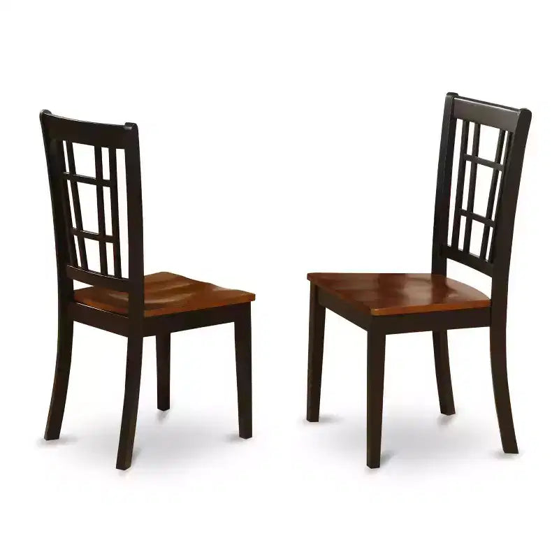 3-Piece Black and Cherry Finish Solid Wood Top Dining Table Set