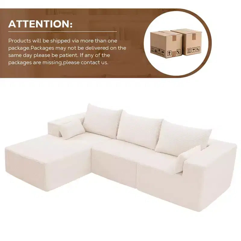 105.51 in Corduroy Modular L-shaped Sectional Sofas set With Ottoman