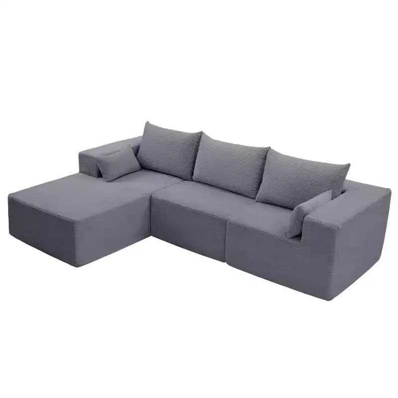 105.51 in Corduroy Modular L-shaped Sectional Sofas set With Ottoman