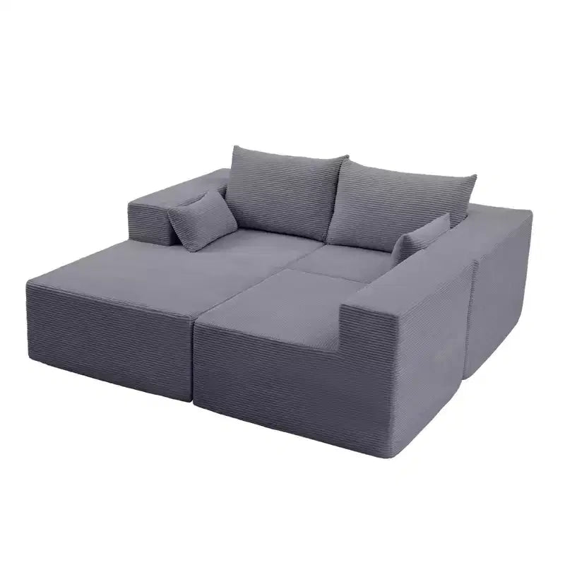 105.51 in Corduroy Modular L-shaped Sectional Sofas set With Ottoman