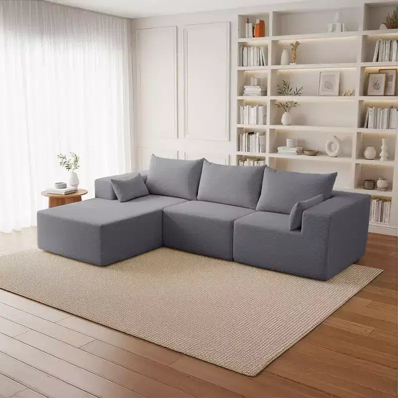 105.51 in Corduroy Modular L-shaped Sectional Sofas set With Ottoman