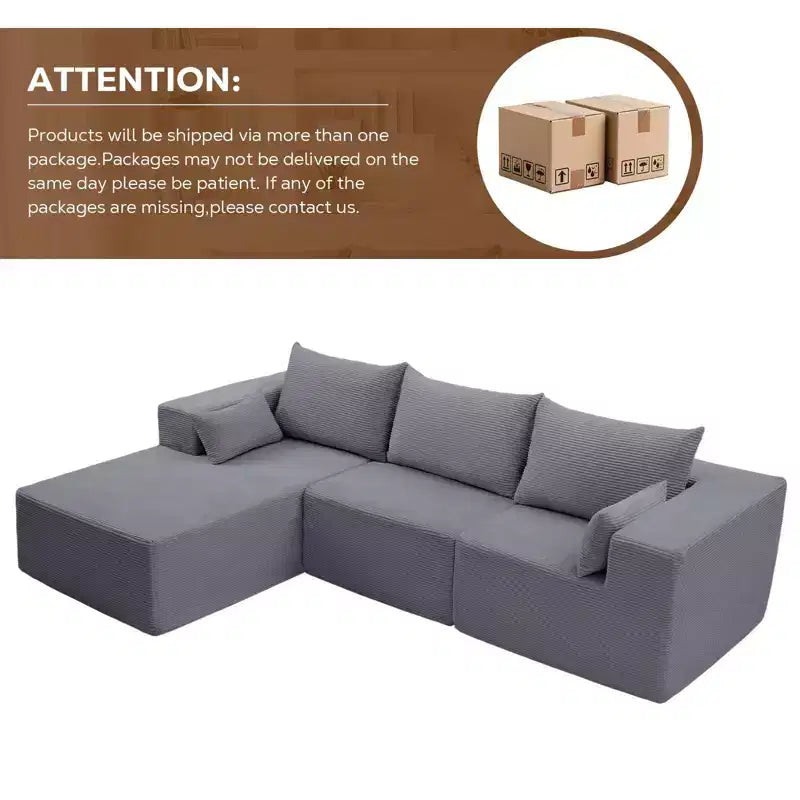 105.51 in Corduroy Modular L-shaped Sectional Sofas set With Ottoman