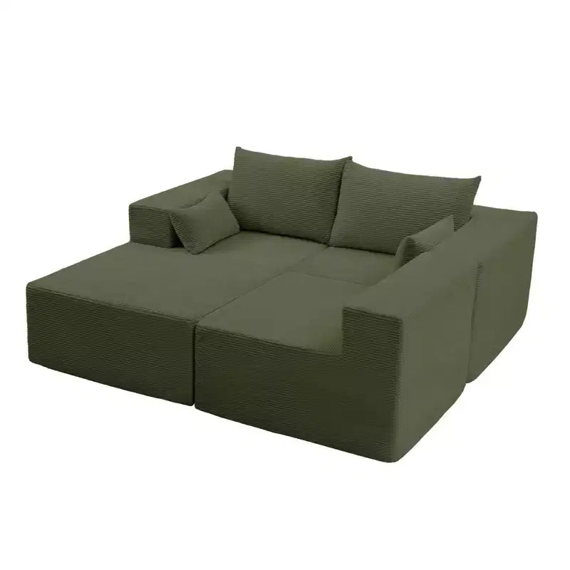 105.51 in Corduroy Modular L-shaped Sectional Sofas set With Ottoman