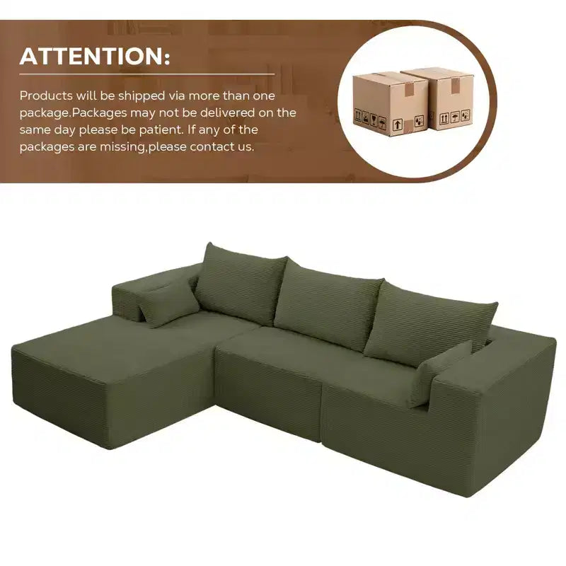 105.51 in Corduroy Modular L-shaped Sectional Sofas set With Ottoman