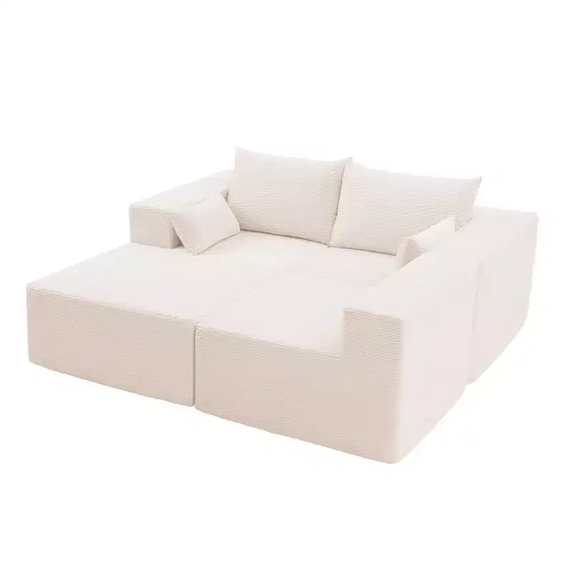 105.51 in Corduroy Modular L-shaped Sectional Sofas set With Ottoman