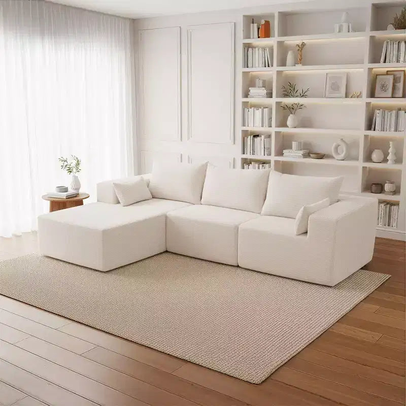 105.51 in Corduroy Modular L-shaped Sectional Sofas set With Ottoman