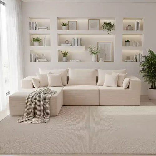 105.51 in Corduroy Modular L-shaped Sectional Sofas set With Ottoman