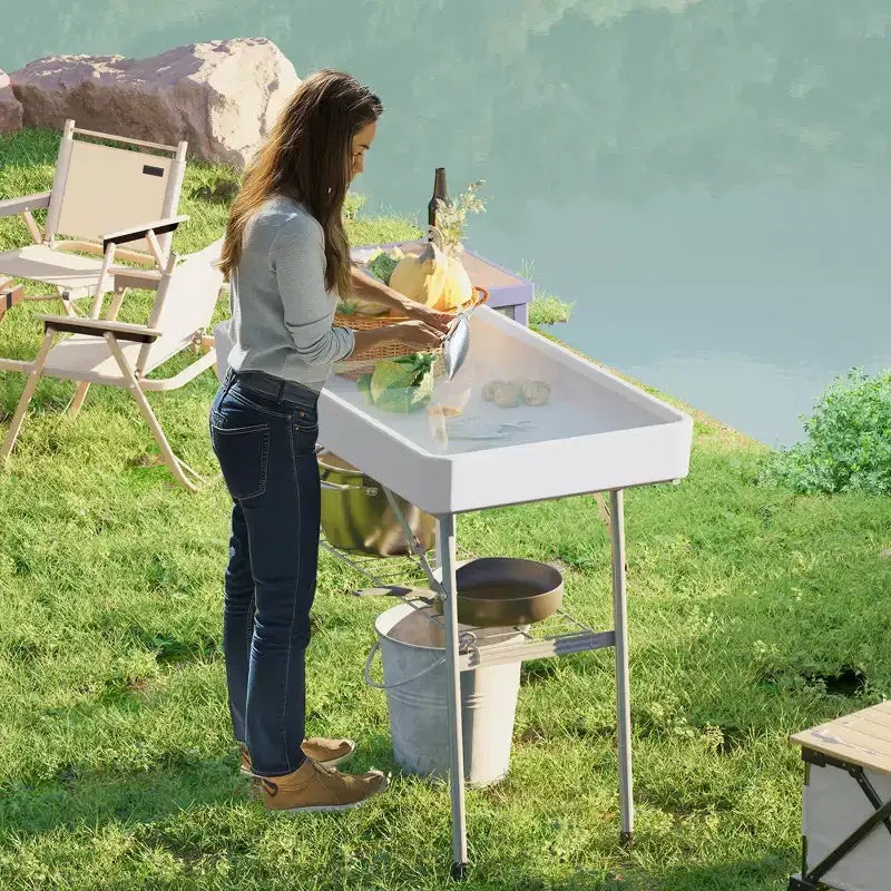 1,04 m klappbarer Kühlertisch mit Ablass, Befüll- und Kühlfunktion, Outdoor-Kühlertisch mit Ablageboden, Getränkekühler für Partys, Picknicks und Grillabende